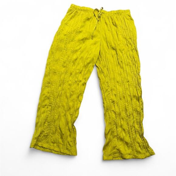 Calligraphie Yellow Wide Leg Crushed Pants XL EUC - Picture 1 of 4